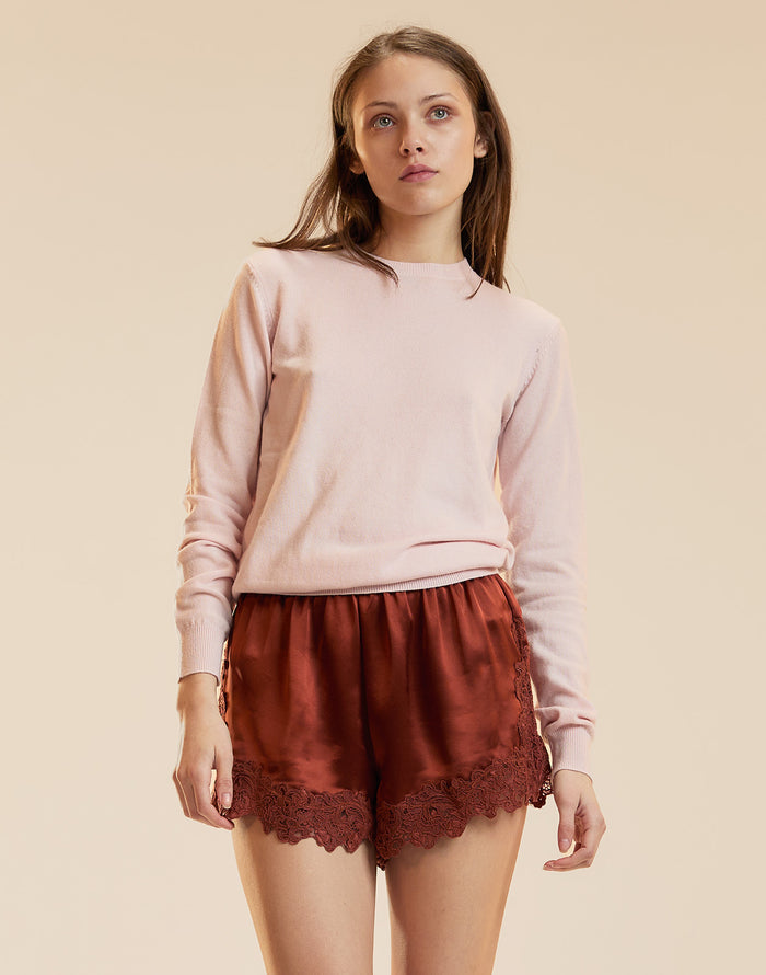 Rust Lace Silk shorts