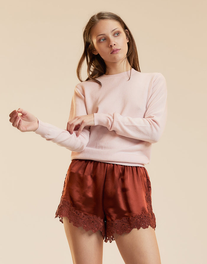 Rust Lace Silk shorts
