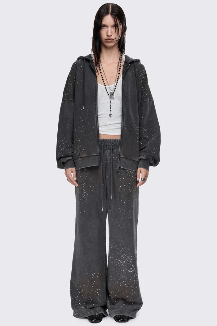 Gleam Mud Wash Rhinestone Sweatpants