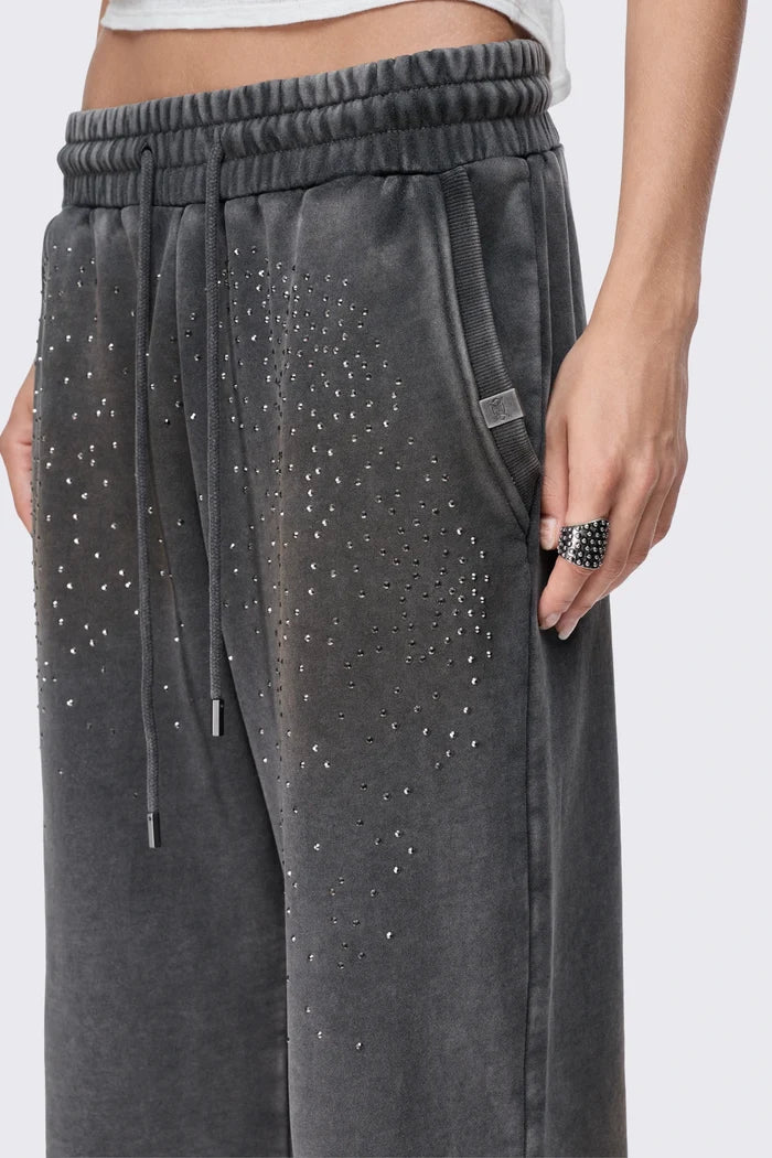 Gleam Mud Wash Rhinestone Sweatpants