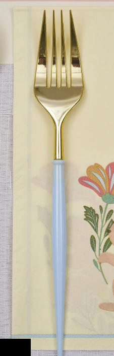 Gold & Sky Blue Disposable Flatware