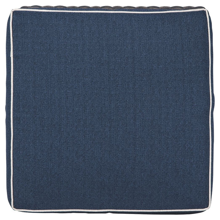 Grasson - Brown / Blue - Ottoman With Cushion