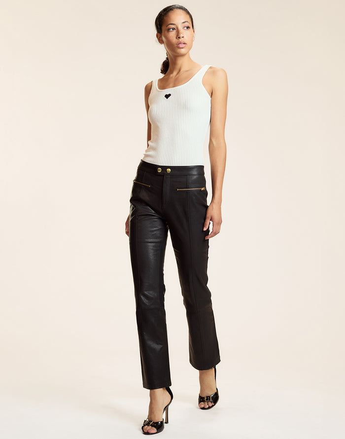Heart Embroidered Knit Top