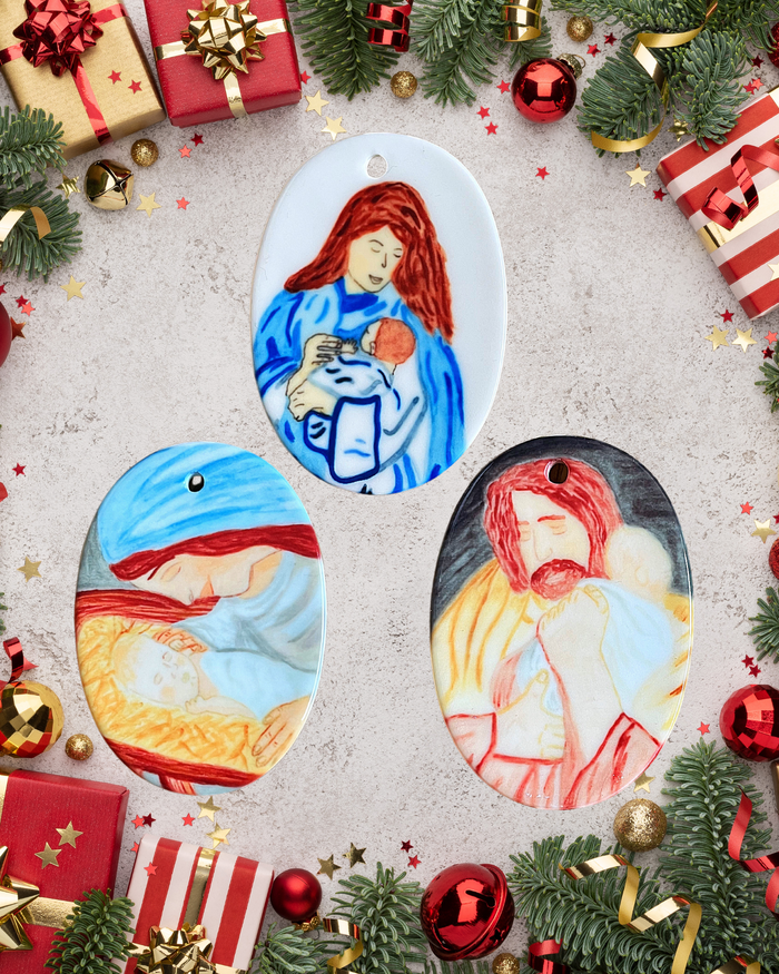 Holy Family Ceramic Ornaments