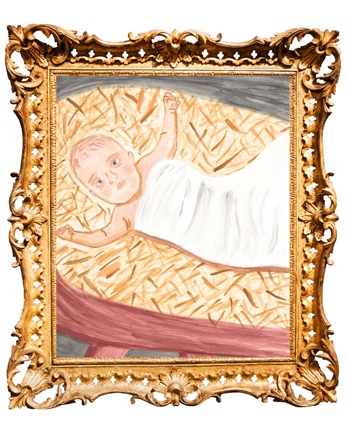 Jesus in the Manger Watercolor Print