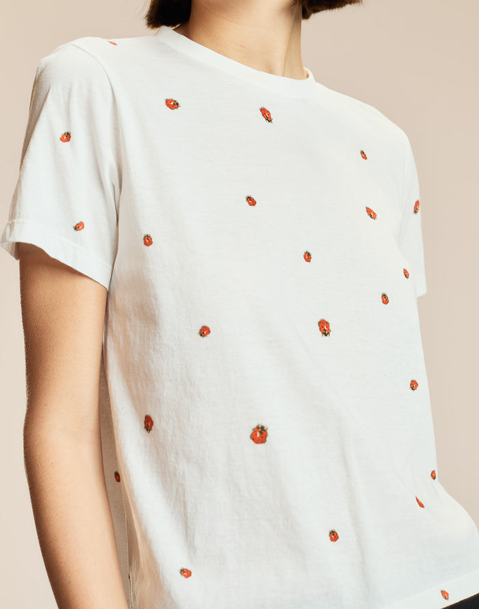 White Ladybug Printed Tee