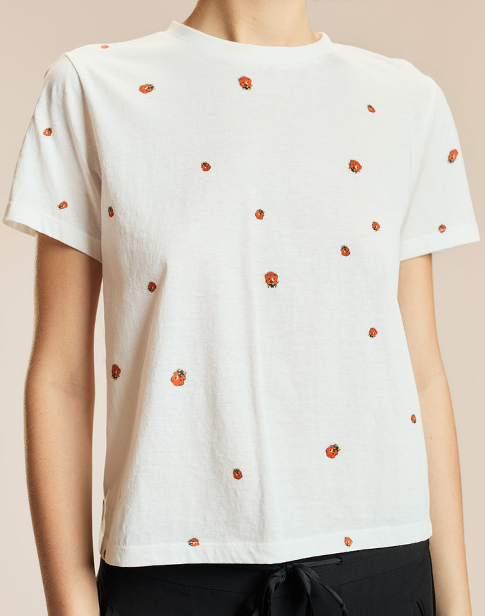 White Ladybug Printed Tee