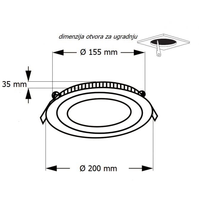 LED PANEL U/Z KNC2-18W 6500K BB Link