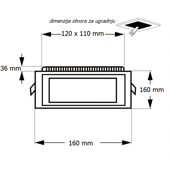 LED PANEL U/Z KNS2-12W 6500K BB Link