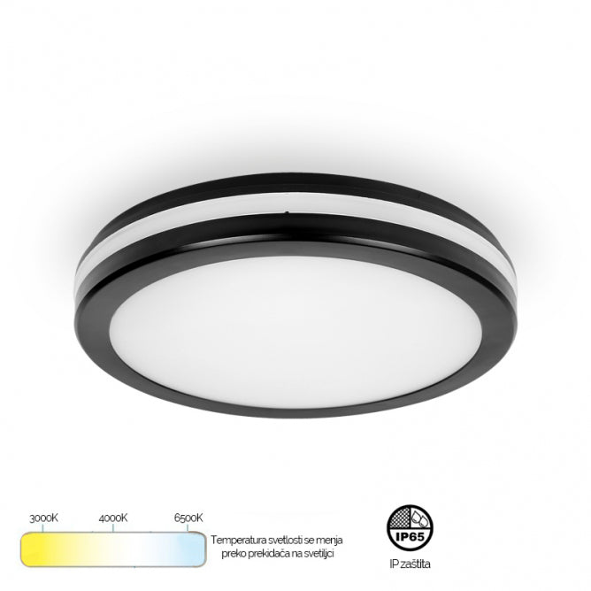 LED PLAFONJERA X09 200 15W 3000/4000/6500K IP65 CRNA BB Link