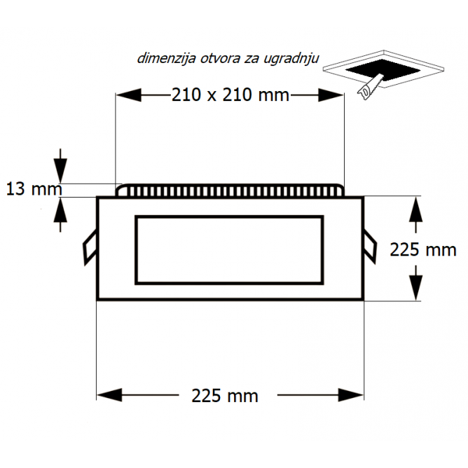 Lep panel U/Z KNS1-18W 6500K BB Link