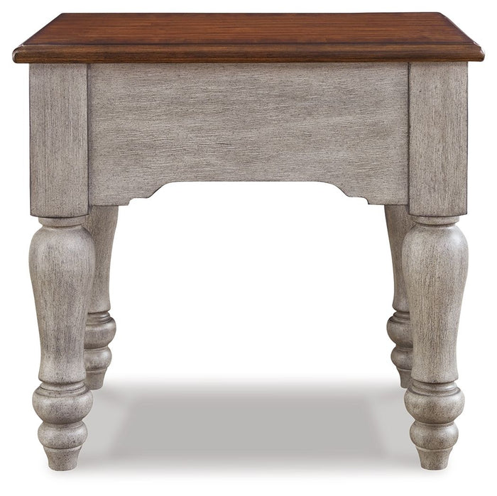 Lodenbay - Antique Gray / Brown - Rectangular End Table