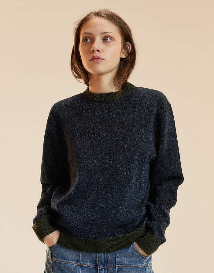 Metallic Knit Crewneck