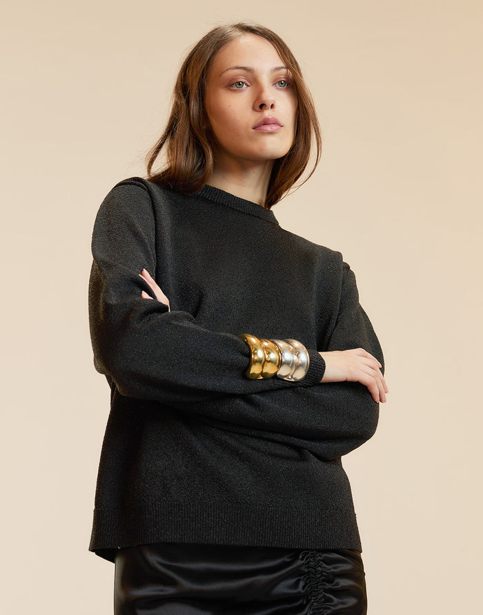 Metallic Knit Crewneck