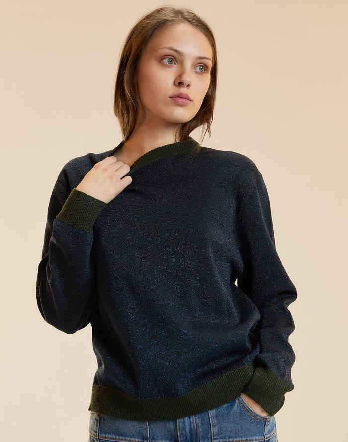 Metallic Knit Crewneck