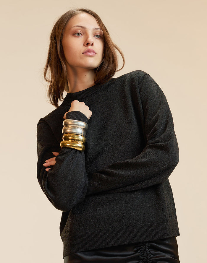 Metallic Knit Crewneck