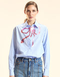 Metallic Printed Bow Shirt