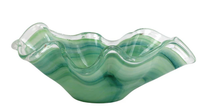 Onda Glass Green Bowl- VIETRI