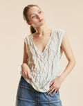 Crinkle knit sleeveless tank in white