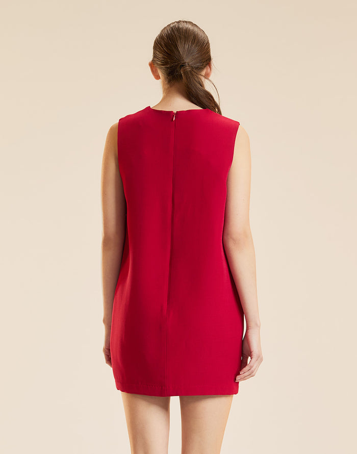Wool shift dress in red