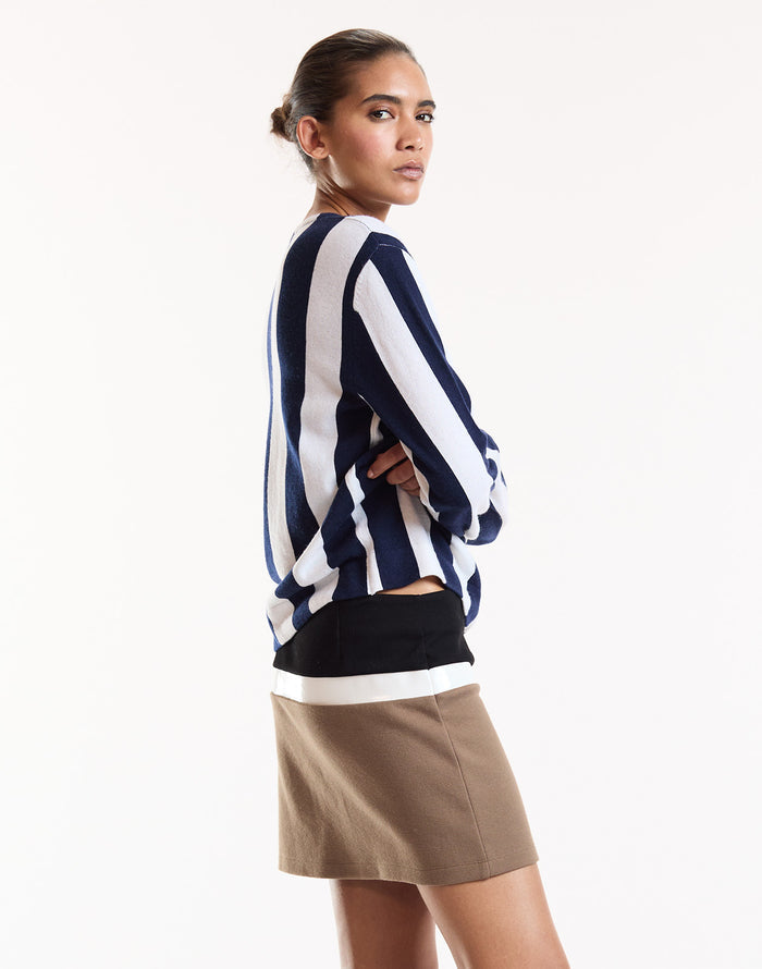 Brown ColorBlock Mini Skirt