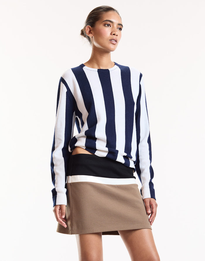 Brown ColorBlock Mini Skirt
