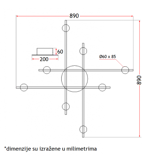 PLAFONSKA SVETILJKA VESTA 379 CRNA