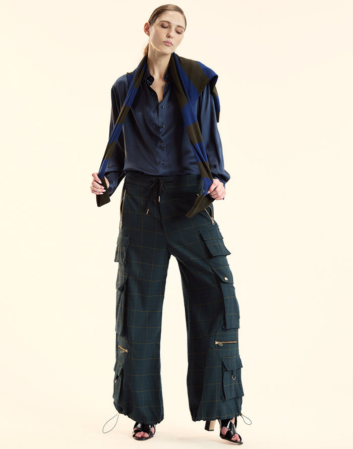 Cynthia Rowley Plaid Cargo Pants