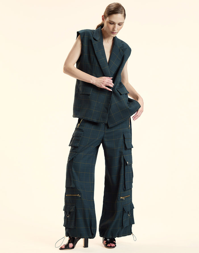 Cynthia Rowley Plaid Cargo Pants