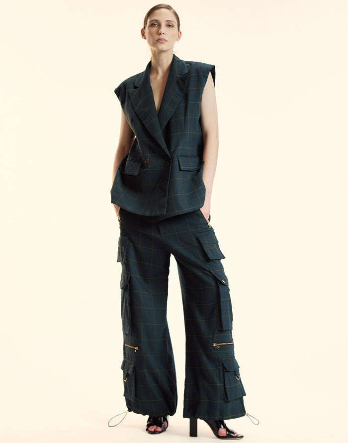 Cynthia Rowley Plaid Cargo Pants