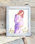 Pregnant Mom Watercolor Print