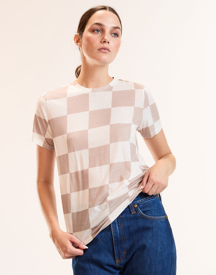 Checkered Camel Short Sleeve Tee