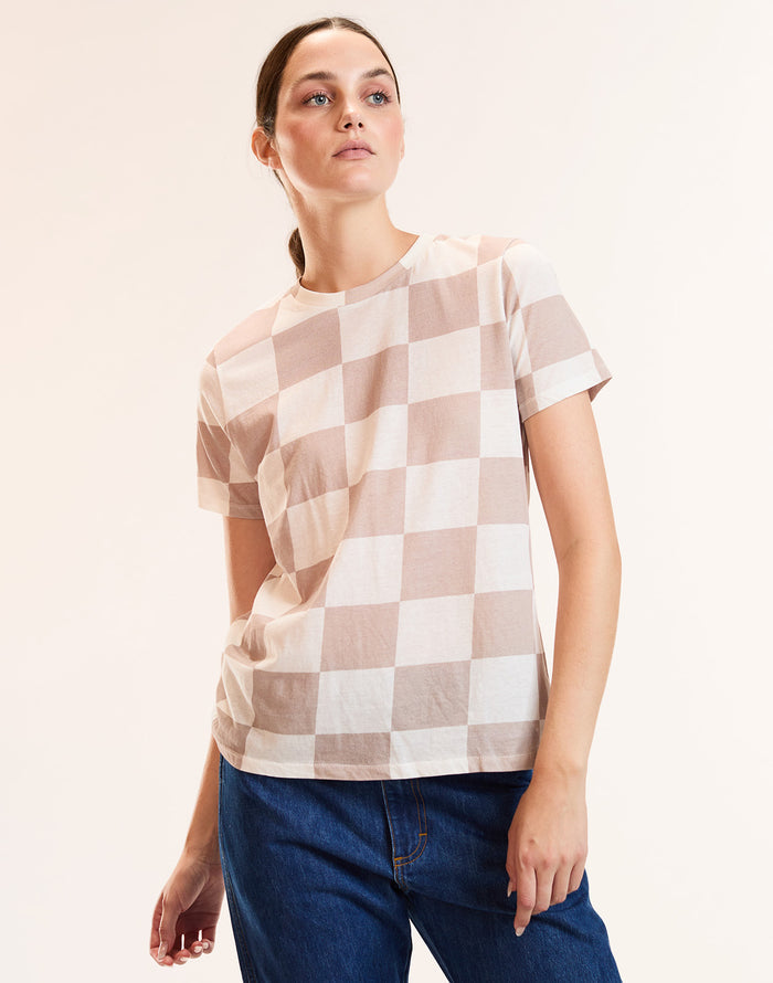Checkered Camel Short Sleeve Tee