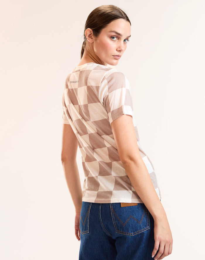 Checkered Camel Short Sleeve Tee
