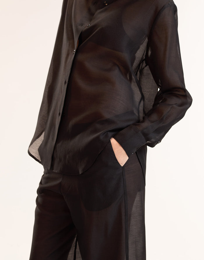 Black Sheer Wide Leg Pant