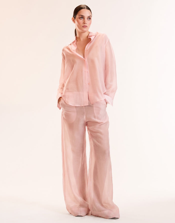 Pink Sheer Wide Leg Pants