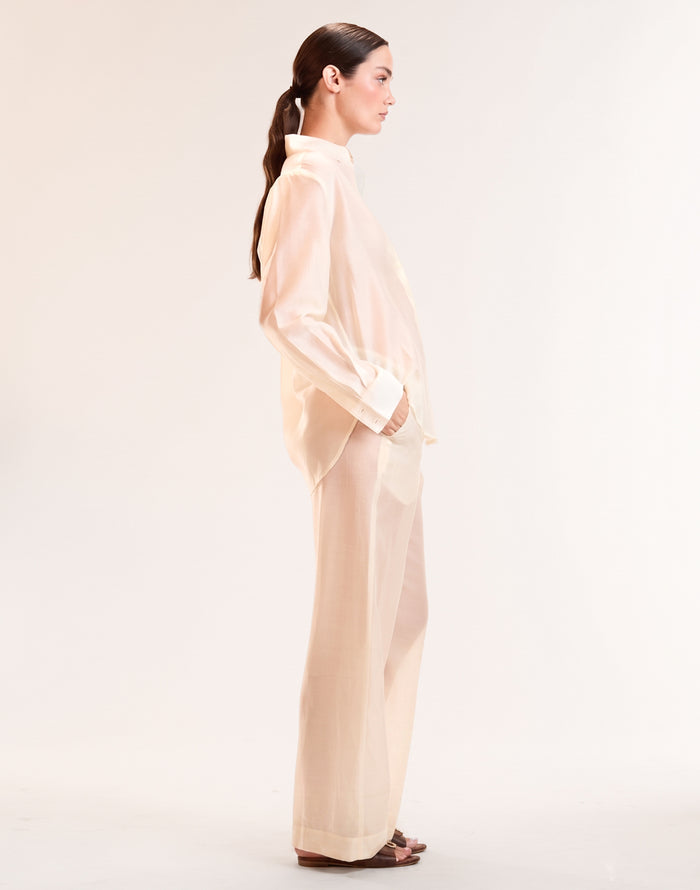 Ivory Sheer Wide Leg Pant
