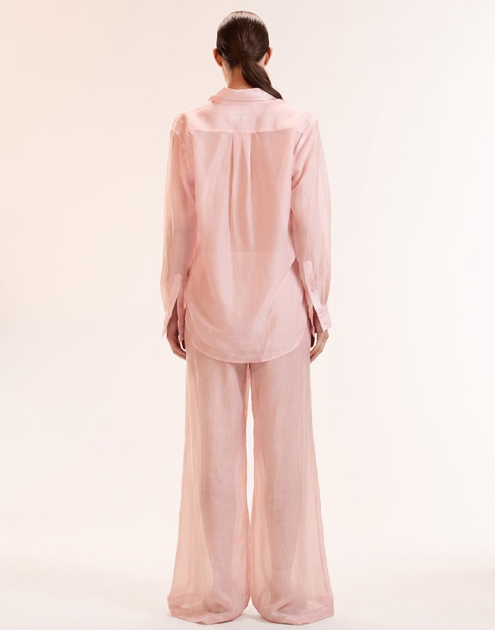 Pink Sheer Wide Leg Pants