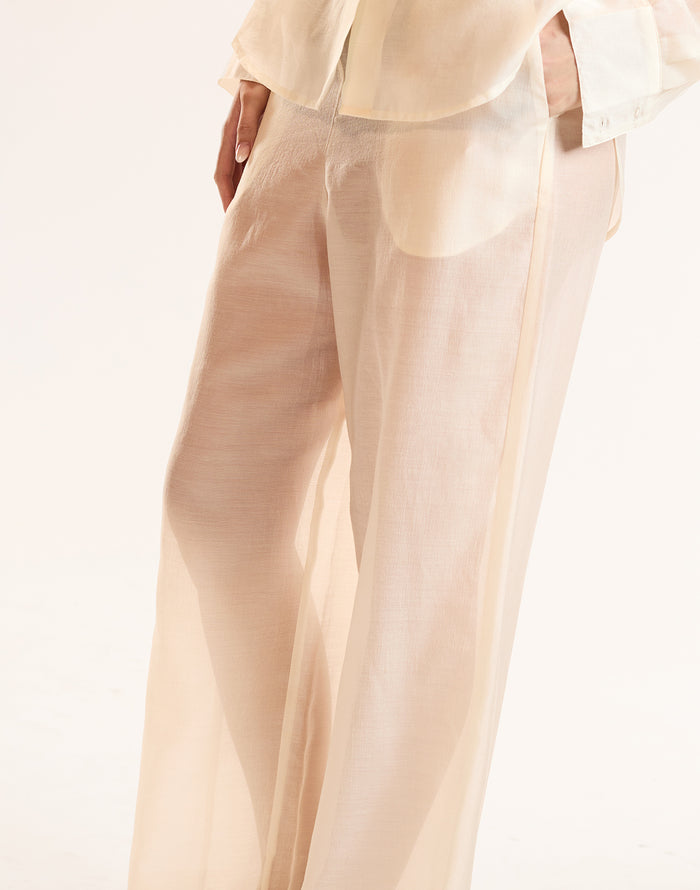 Ivory Sheer Wide Leg Pant