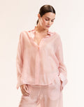 Pink Sheer Button Up Top