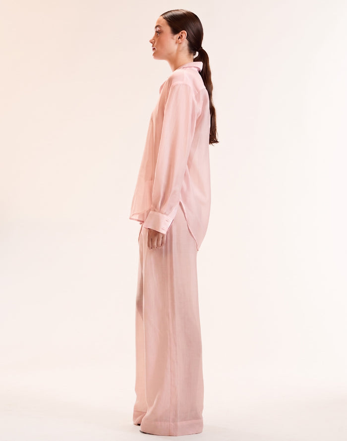 Pink Sheer Wide Leg Pants