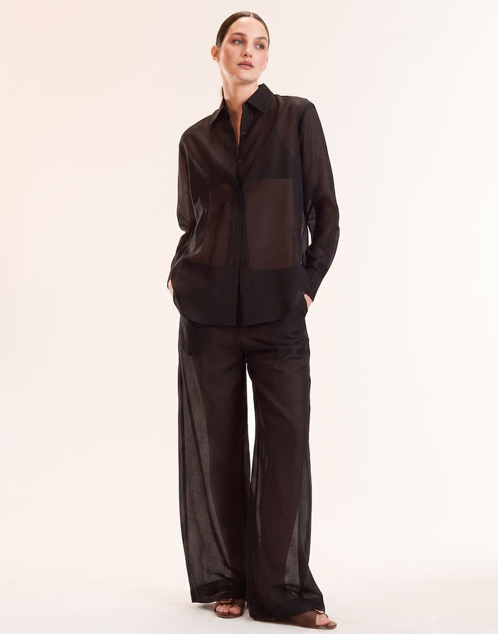 Black Sheer Wide Leg Pant