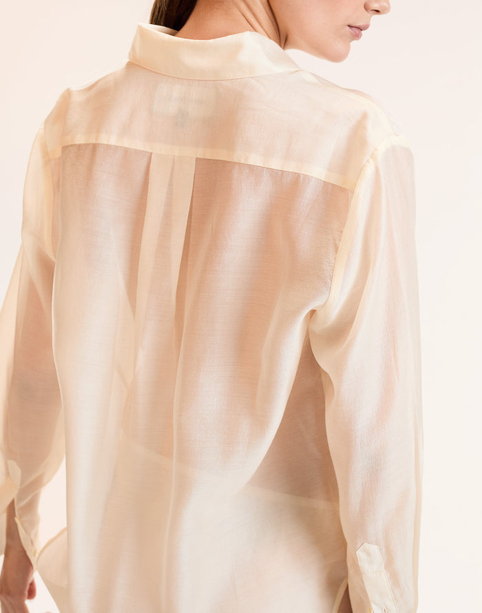 White Sheer Button Up Top