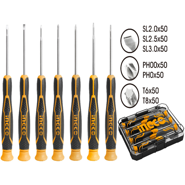 Set preciznih odvijaca 7-delni HKSD0718 INGCO