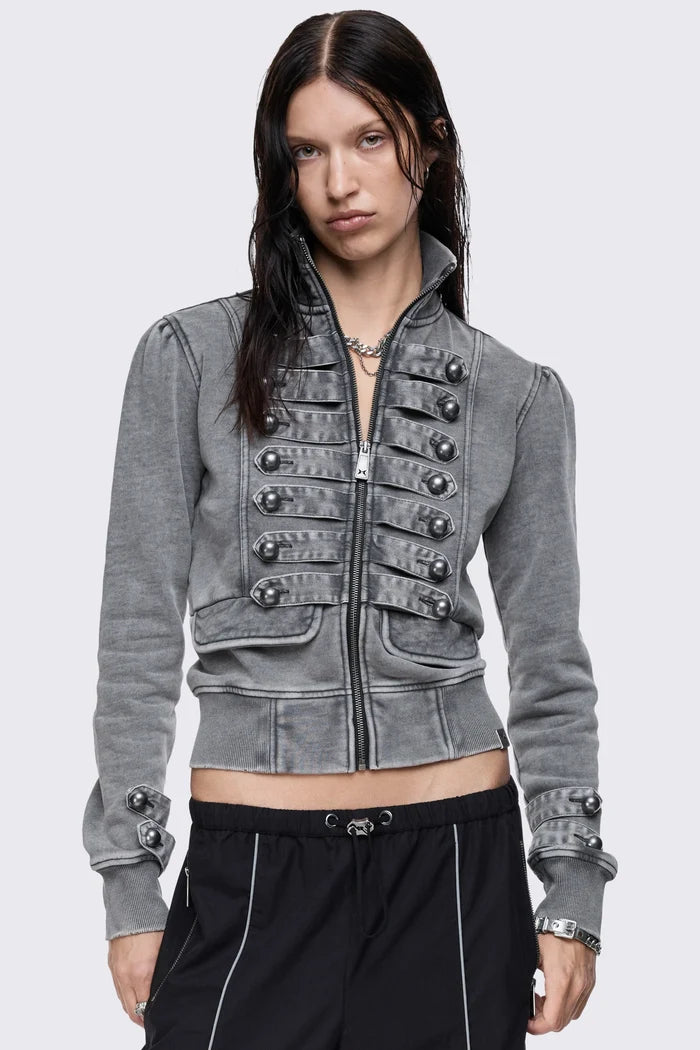 Siege Washed Military Sweat Zip Up Jacket