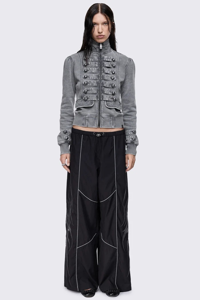 Siege Washed Military Sweat Zip Up Jacket