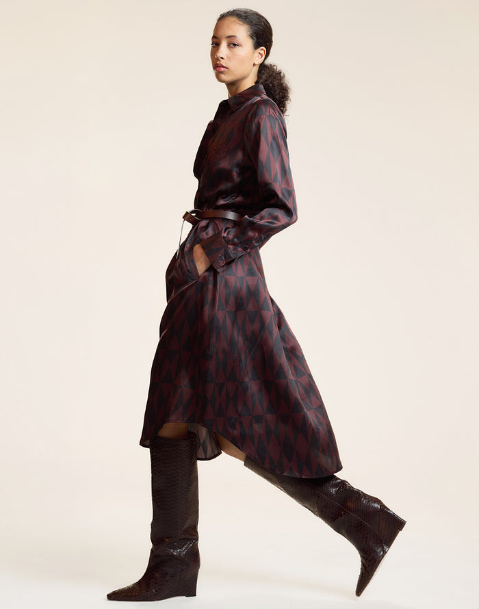Silk Pintuck Shirt Dress