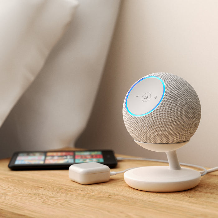 Stand with USB-C Charging Ports for Echo Dot Max - Glacier White