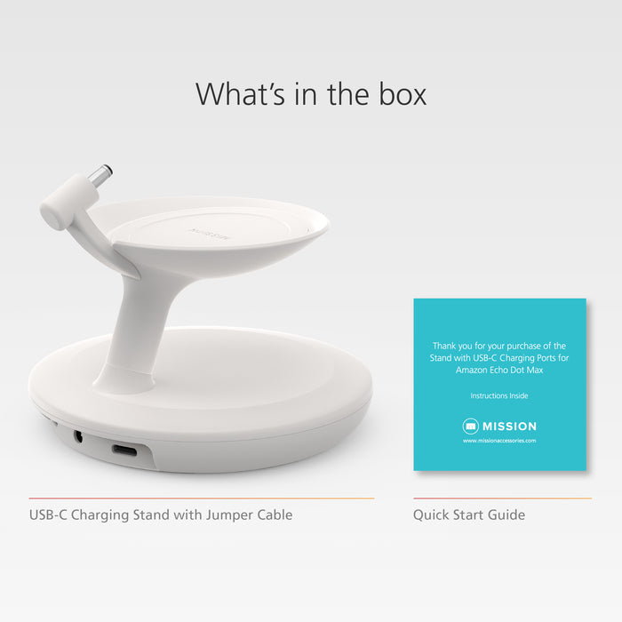 Stand with USB-C Charging Ports for Echo Dot Max - Glacier White