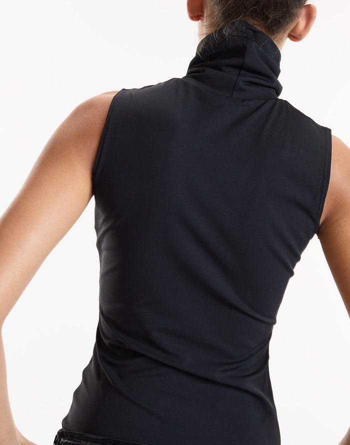 Black Sleeveless Fitted Turtleneck